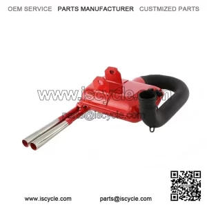 Road 2.0 Chrome Red Twin Pipe Exhaust for Vespa PX & LML 2T 125/150/177/180.