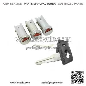 Set of 3 Steering / Toolbox / Seat Lock Barrels with 2 Keys for Vespa PX, T5 & LML.