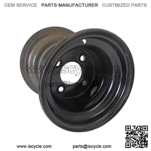 8" x 8.5" Steel Rim Wheel (4 on 4), 4" Bolt Circle, for Go Kart, Golf Cart, Yard Kart